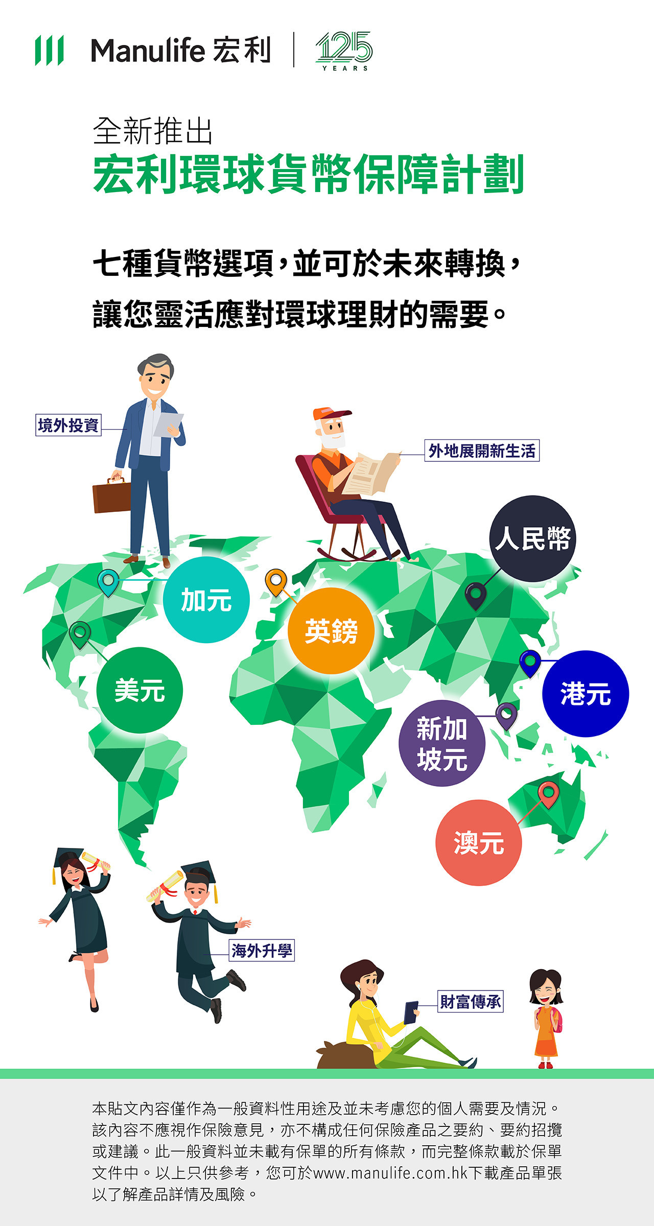 【圖片】宏利環球貨幣保障計劃 - 七種貨幣選項